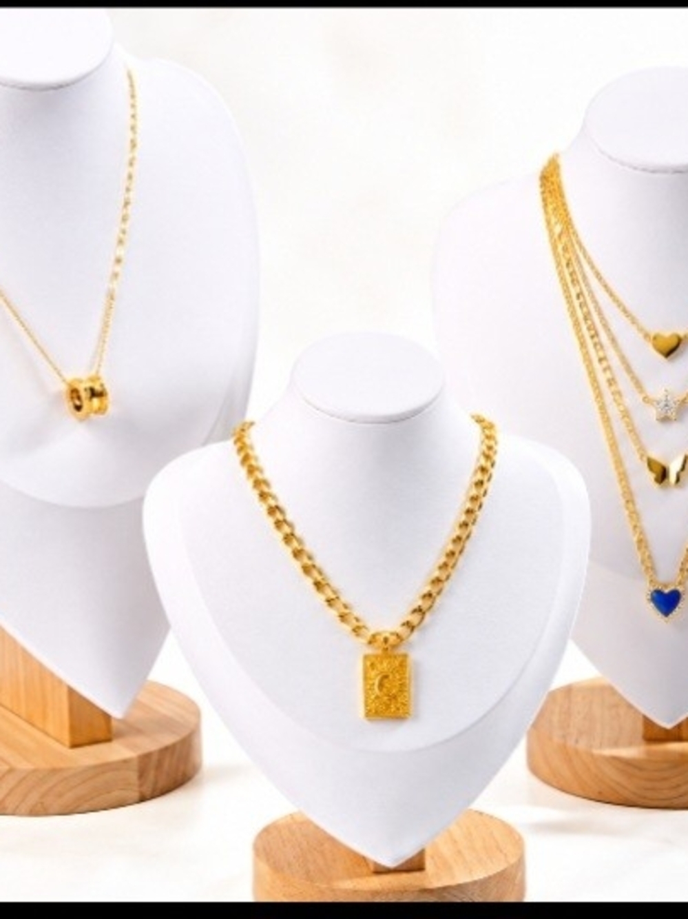 3Different Titanium Gold-Tone Pendant Chain Necklace - Women Jewelry